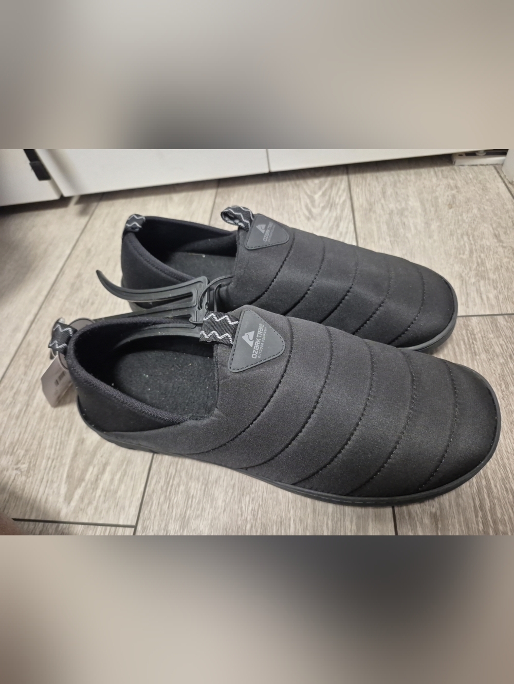 Ozark Trail Men  Black Quilted Memory Foam SlipOn Comfort Indoor Outdoor Slipper